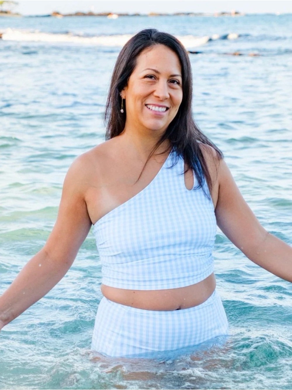 Light Blue Gingham swim set Women's Summer Essential